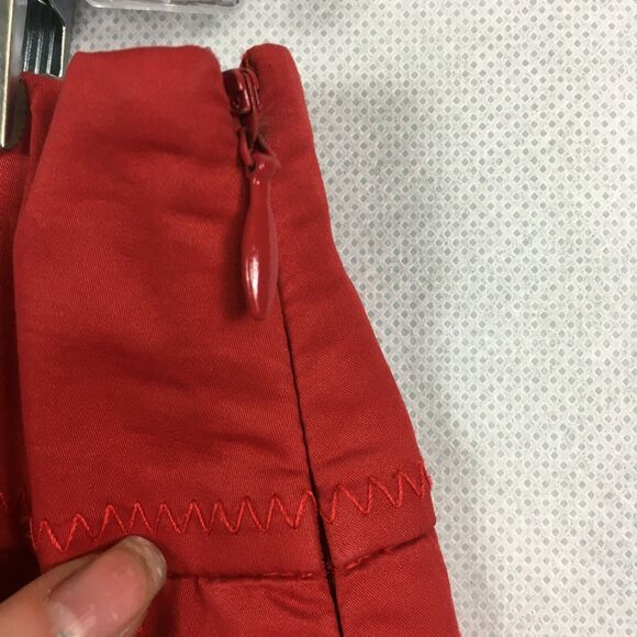 Etcetera Skirt Womens Sz‎ 6 Red Cotton Accordion Pleated A-Line Side Zip Lined - Picture 4 of 7